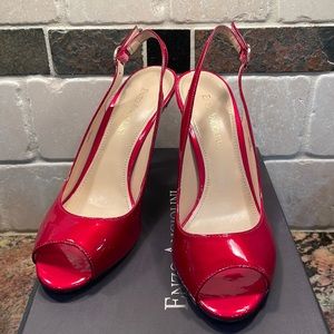 Candy apple red strapped heels